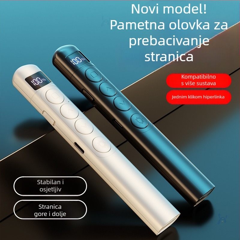 Pero za prebacivanje stranica s laserskim pokazivačem, punjivo, daljinsko upravljanje, PC tijelo, za poslovne prezentacije