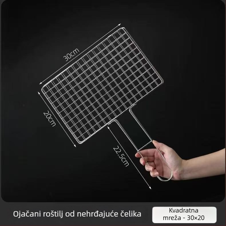 Klip za ribu za roštilj — okrugli oblik, nehrđajući čelik, višefunkcionalan, prijenosan i sklopiv; težina 1 kg; kategorija: mreža za roštilj