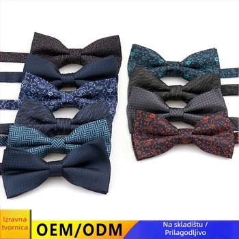 Leptir mašna Cashew-stil, dvostruki sloj, cvjetni jacquard poliester, unisex svatbeni dodatak