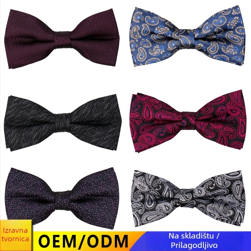 Leptir mašna Cashew-stil, dvostruki sloj, cvjetni jacquard poliester, unisex svatbeni dodatak