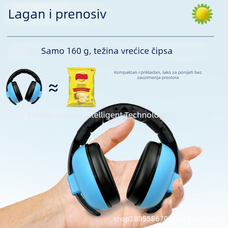 Dječje slušalice za smanjenje buke za bebe 0–3–9 godina, podesive, ABS kućište, 21 dB smanjenje buke, PVC presvlaka