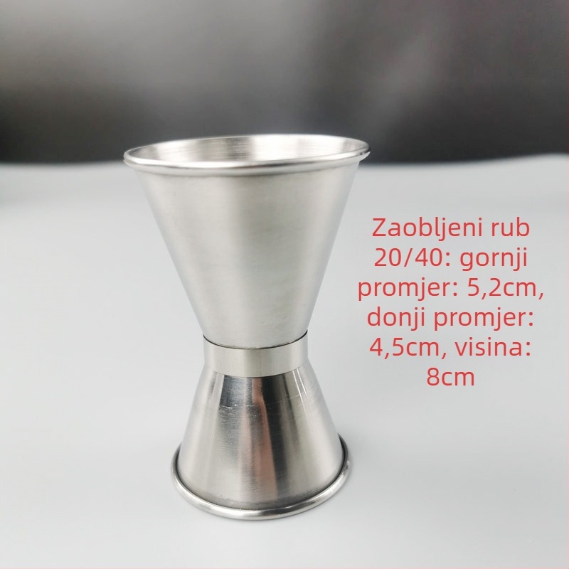 Dvostruka merilna šalica za bar od 304 nehrđajućeg čelika, ravni rub, rolirani rub