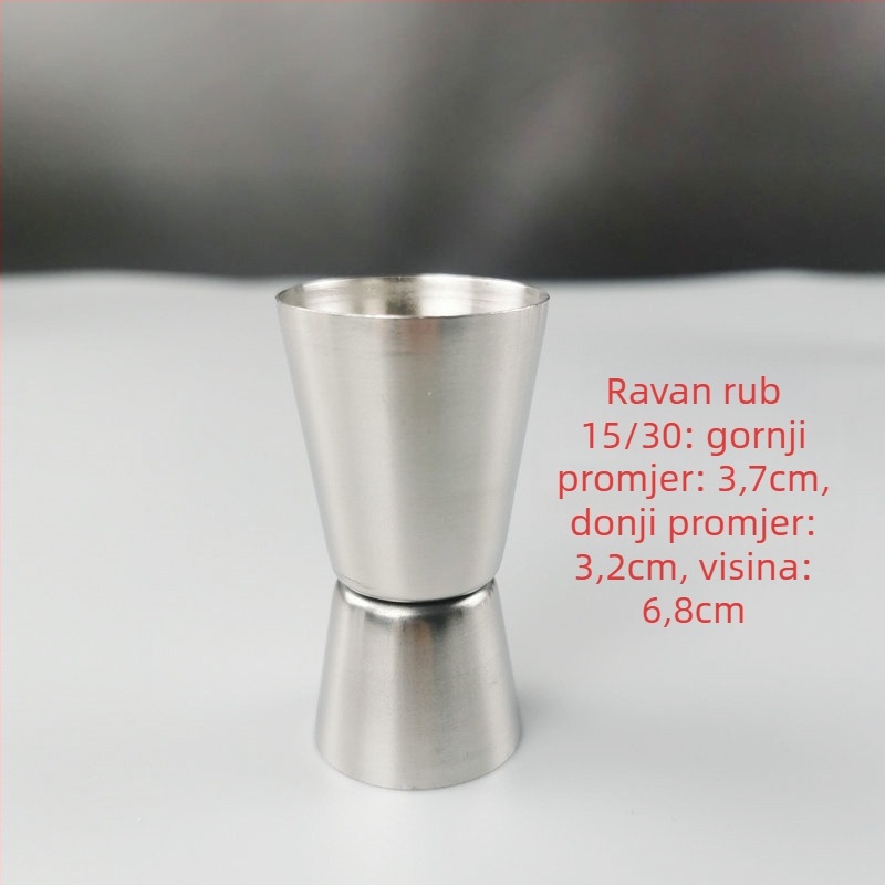 Dvostruka merilna šalica za bar od 304 nehrđajućeg čelika, ravni rub, rolirani rub