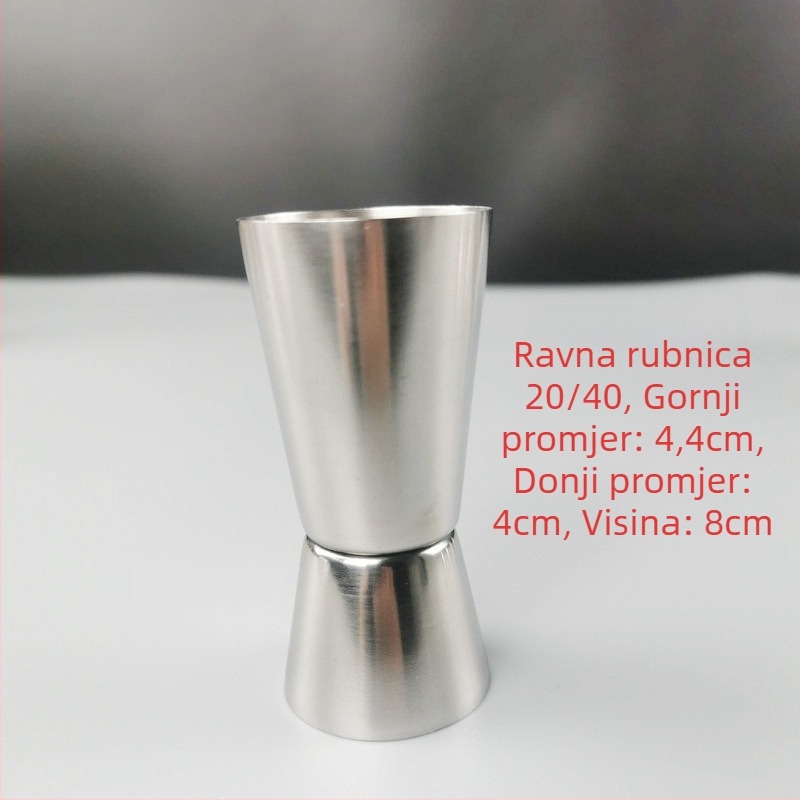 Dvostruka merilna šalica za bar od 304 nehrđajućeg čelika, ravni rub, rolirani rub
