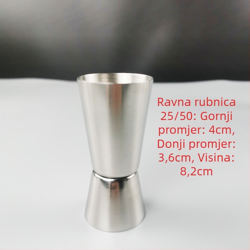 Dvostruka merilna šalica za bar od 304 nehrđajućeg čelika, ravni rub, rolirani rub