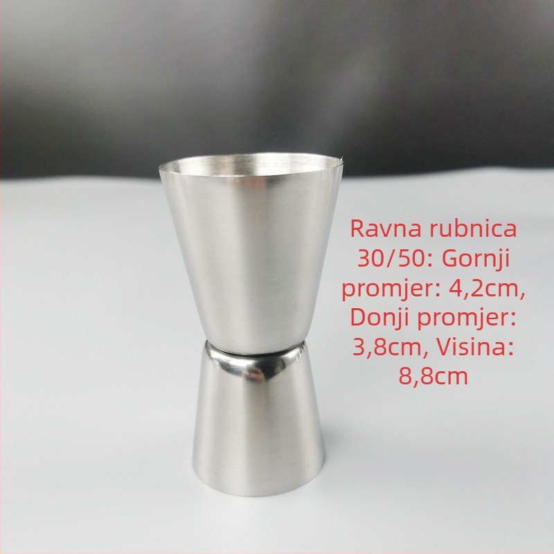 Dvostruka merilna šalica za bar od 304 nehrđajućeg čelika, ravni rub, rolirani rub
