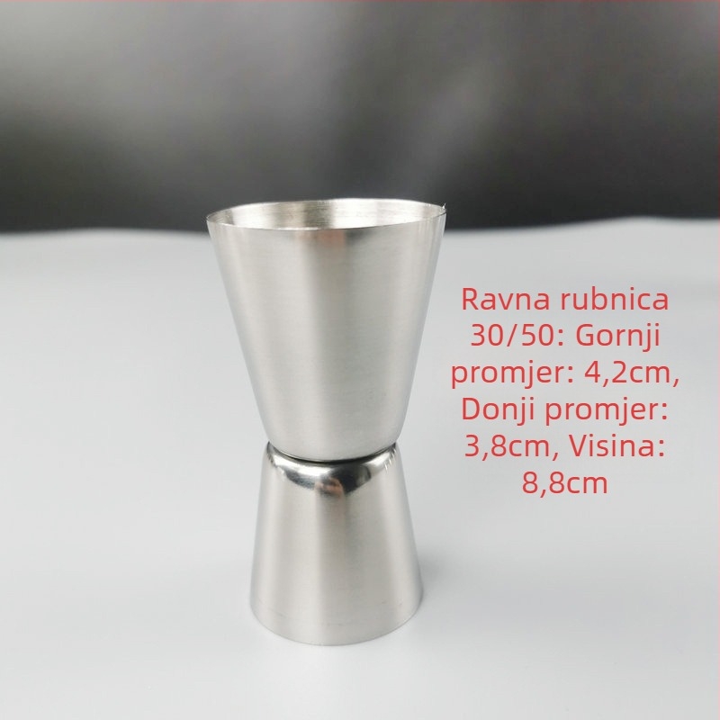 Dvostruka merilna šalica za bar od 304 nehrđajućeg čelika, ravni rub, rolirani rub