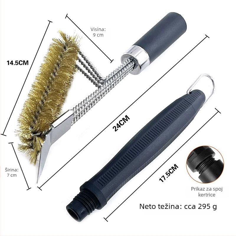 Četka za roštilj s čeličnim vlaknima, PP drška, pakiranje 50 kom