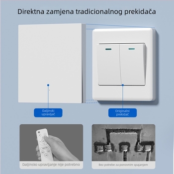 Bežični daljinski prekidač za kućnu upotrebu, površinski montiran, 220V, zidni dvostruki upravljač, samoljepljivi