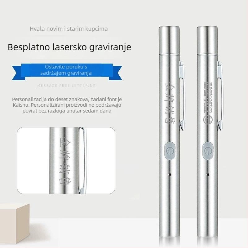 Metalni laserski pokazivač s USB punjenjem, otisak logotipa, prilagođavanje i licenca privatne marke; pogodan za sand-table prezentacije, konferencije, vođenje tura i izložbene dvorane