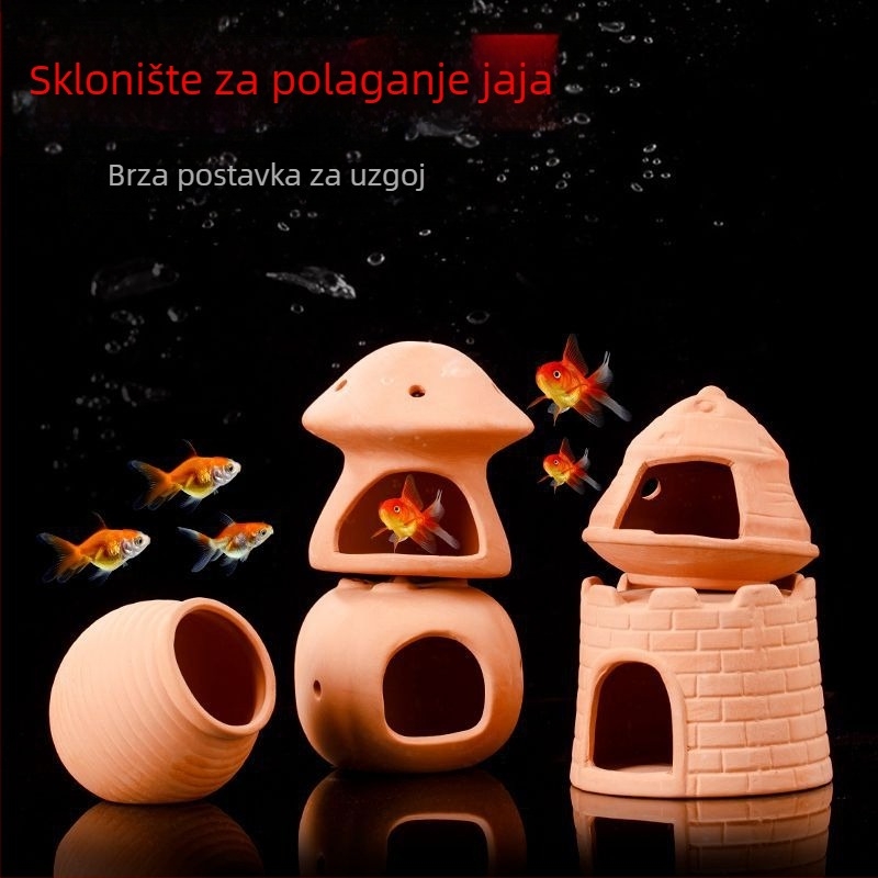 Keramička kućica za uzgoj u akvariju za pejzažni uređenje, materijal keramika; kategorija: pejzažno uređenje akvarija; funkcija kućica za uzgoj; glavni cilj uzgoj riba