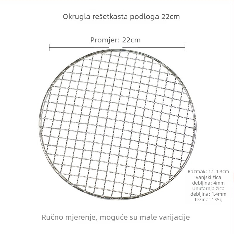 Ren yilai nehrđajući čelik roštilj mreža — četvrtasti oblik, 100 g, elektroforetska završna obrada, višenamjenska