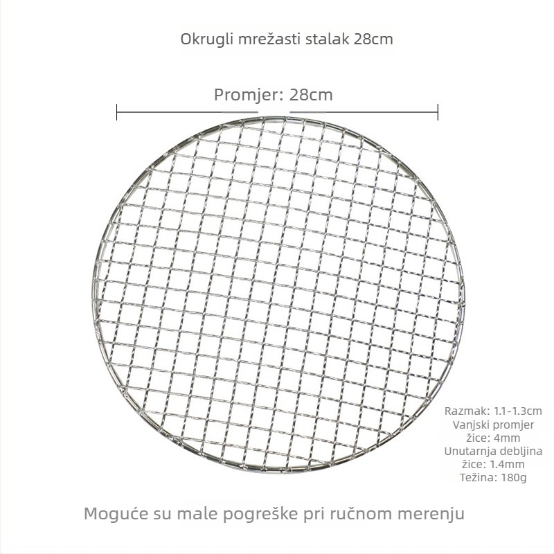 Ren yilai nehrđajući čelik roštilj mreža — četvrtasti oblik, 100 g, elektroforetska završna obrada, višenamjenska