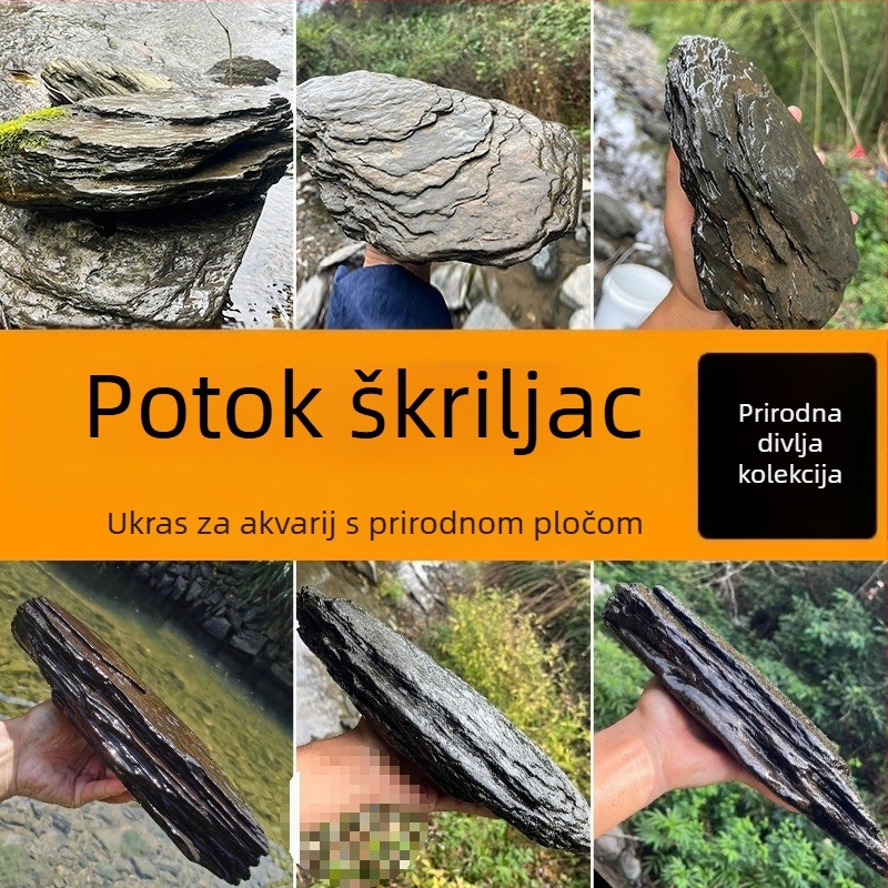 Set kamenja za uređenje akvarija: prirodni riječni kameni, slojeviti kameni, donji pijesak | Mini stil, 2,5 kg