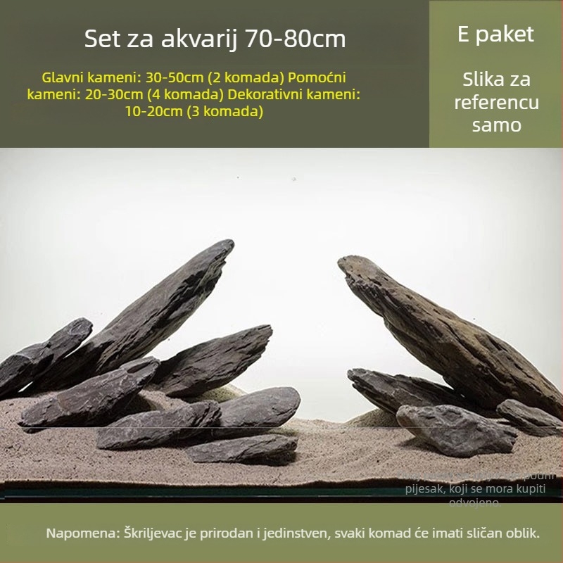 Set kamenja za uređenje akvarija: prirodni riječni kameni, slojeviti kameni, donji pijesak | Mini stil, 2,5 kg