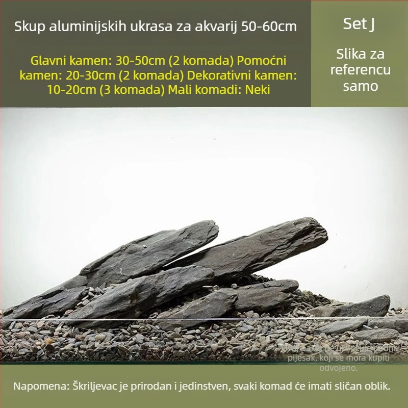 Set kamenja za uređenje akvarija: prirodni riječni kameni, slojeviti kameni, donji pijesak | Mini stil, 2,5 kg