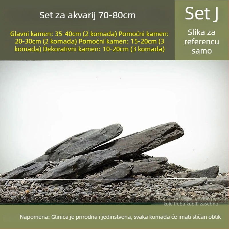 Set kamenja za uređenje akvarija: prirodni riječni kameni, slojeviti kameni, donji pijesak | Mini stil, 2,5 kg