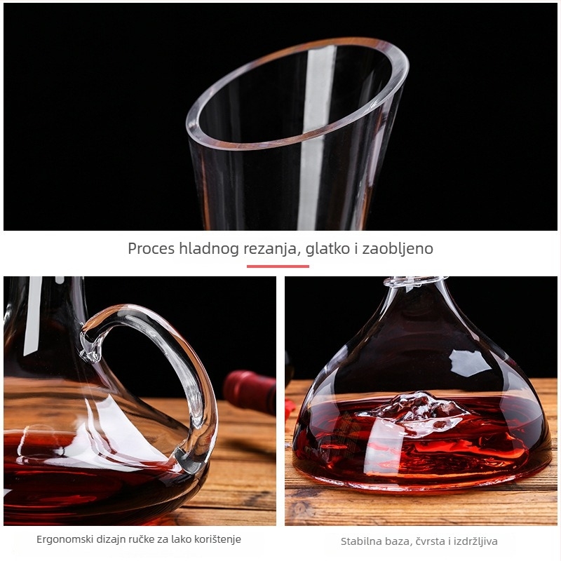 Kristalni dekanter za vino, europski stil, kapacitet 1000 ml ili više, moderni minimalistički dizajn