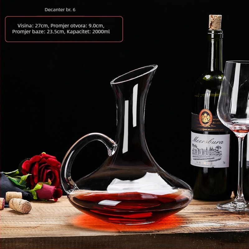 Kristalni dekanter za vino, europski stil, kapacitet 1000 ml ili više, moderni minimalistički dizajn
