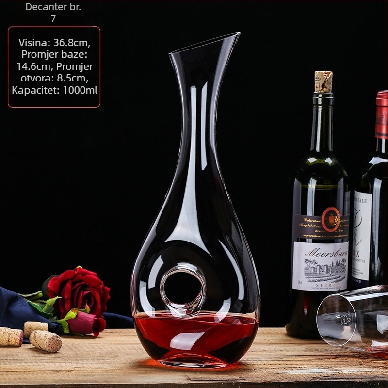 Kristalni dekanter za vino, europski stil, kapacitet 1000 ml ili više, moderni minimalistički dizajn