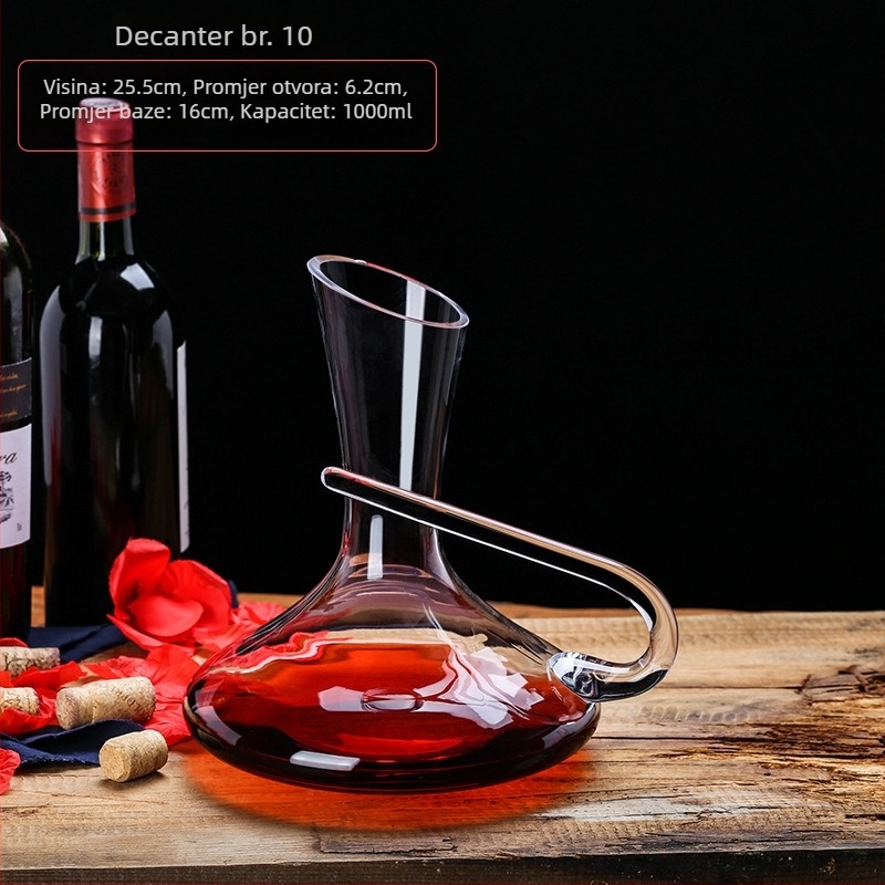 Kristalni dekanter za vino, europski stil, kapacitet 1000 ml ili više, moderni minimalistički dizajn