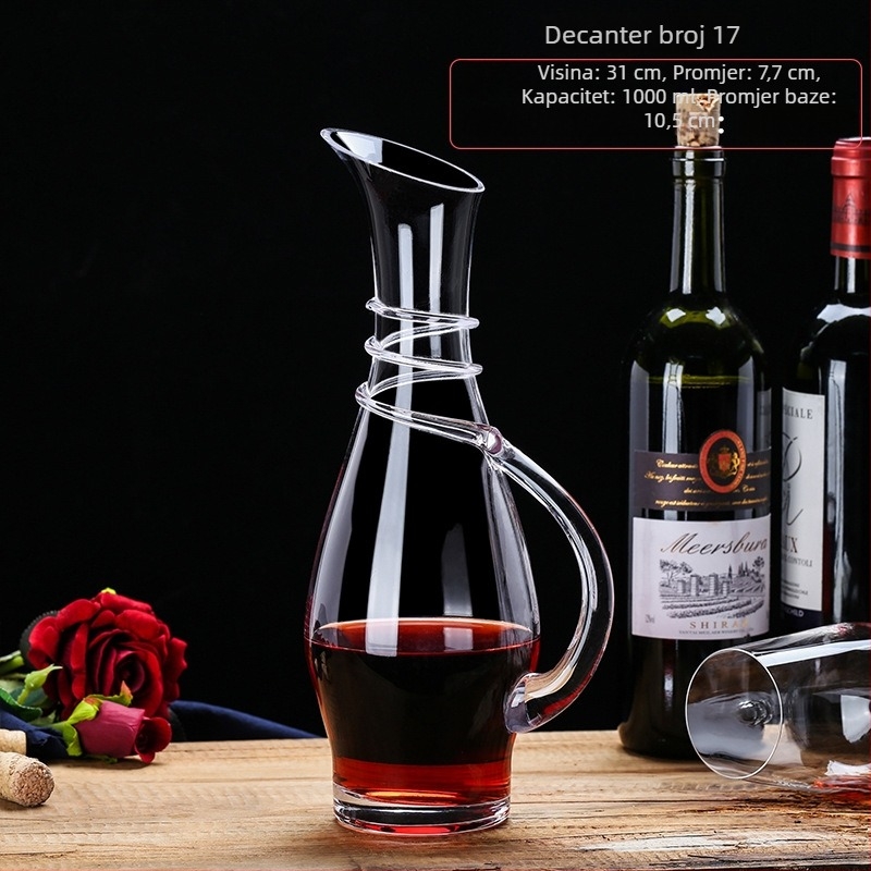 Kristalni dekanter za vino, europski stil, kapacitet 1000 ml ili više, moderni minimalistički dizajn