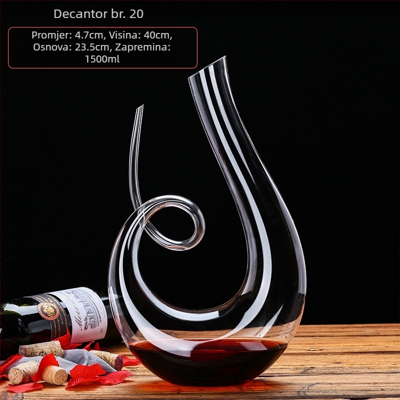 Kristalni dekanter za vino, europski stil, kapacitet 1000 ml ili više, moderni minimalistički dizajn