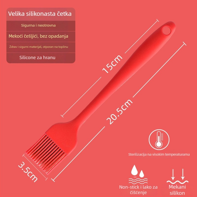 Silikonska četkica za ulje za palačinke, roštilj i pečenje, otporna na visoke temperature, bez ispadanja vlakana, prehrambeni silikon (Visoke temperature; Bez ispadanja vlakana; Prehrambeni silikon)