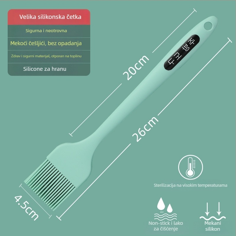 Silikonska četkica za ulje za palačinke, roštilj i pečenje, otporna na visoke temperature, bez ispadanja vlakana, prehrambeni silikon (Visoke temperature; Bez ispadanja vlakana; Prehrambeni silikon)