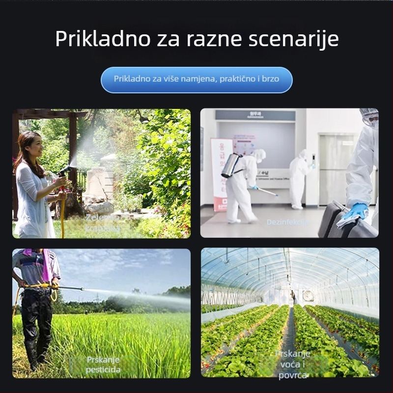 Ruksni prskalo za zaštitu bilja s dvostrukim poklopcem, tri prekidača, litijskom baterijom, visokim tlakom, 20L
