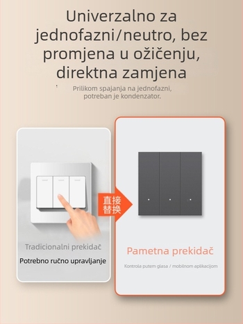 HiLink pametni prekidački panel, četverokanalan, PC visokotemperaturni otporni panel, bežično daljinsko upravljanje i glasovno upravljanje za cijeli dom