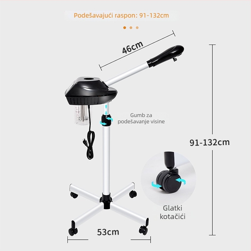 Parni uređaj za lice sa 1. stupnjem, toplim sprejem, kućište od plastike formirano injekcijskim prešanjem, bez baterije