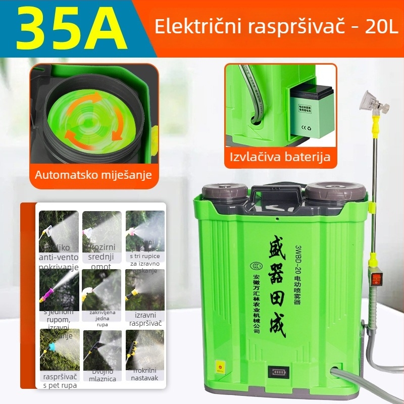 Električni miješajući prskalo za poljoprivredu, visok tlak, dvostruka pumpa, visoka snaga, prskanje voćnih stabala