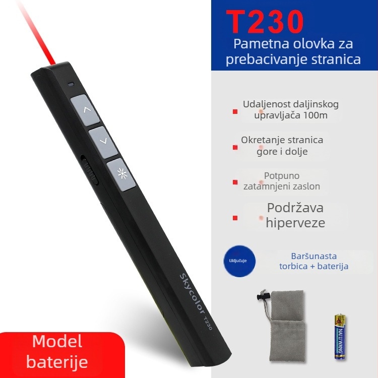 Skycolor Bluetooth Pero za prebacivanje stranica za PPT projekciju i elektroničku ploču – ABS materijal, za nastavnike