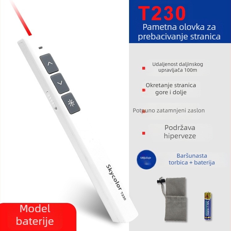 Skycolor Bluetooth Pero za prebacivanje stranica za PPT projekciju i elektroničku ploču – ABS materijal, za nastavnike