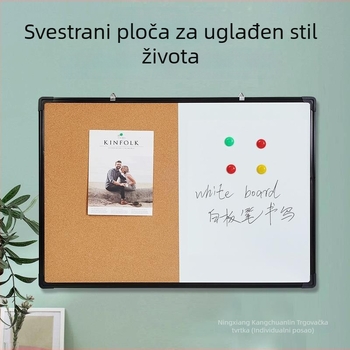 Kombinirana bijela ploča i ploča s korom za foto zid, bilješke i kalendar — jednostrana ploča