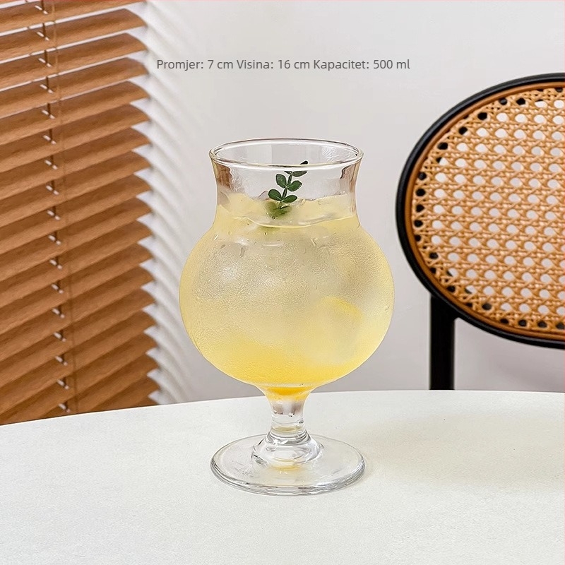 Čaša za koktele, hurricane stil, staklena, moderni minimalizam, mogućnost prilagodbe i tiskanja logotipa