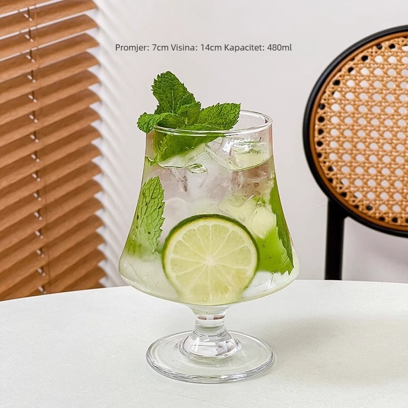 Čaša za koktele, hurricane stil, staklena, moderni minimalizam, mogućnost prilagodbe i tiskanja logotipa