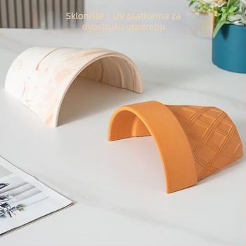 Dekor za kornjače: dvostruki ulaz, terasa od prirodnih pločica, šesterokutna špilja i penjačka konstrukcija za akvarij