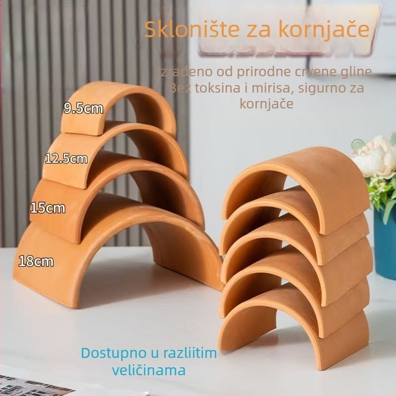 Dekor za kornjače: dvostruki ulaz, terasa od prirodnih pločica, šesterokutna špilja i penjačka konstrukcija za akvarij