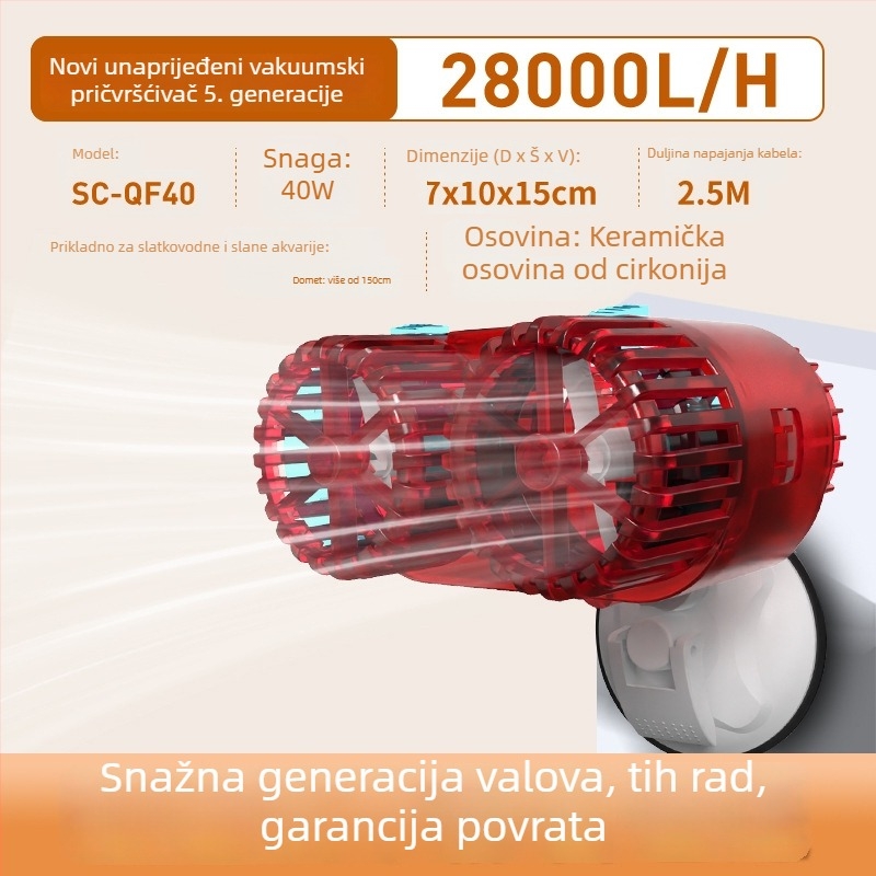 Pumpa za stvaranje valova u akvariju – tiho djelovanje, pričvršćivanje vakuumskim čašicama, zaštita od reverznog protoka