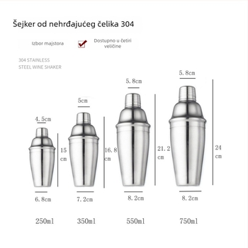 Set za koktele – LanLing, nehrđajući čelik, moderni minimalistički stil, 9 kom. u pakiranju, 11 komponenti