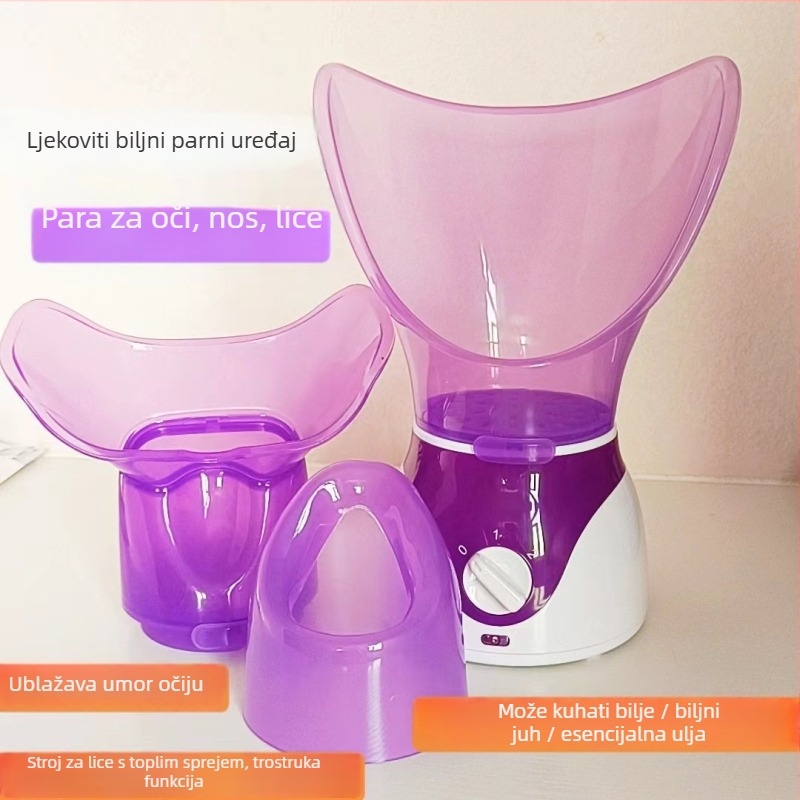 Uređaj s tri funkcije za lice i oči, parenje s toplim raspršivanjem; vrijeme magle 31–60 s; drugi stupanj; kućište s premazom raspršivača.