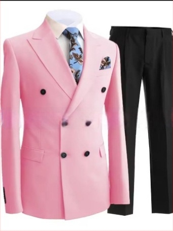 Muški slim fit odijelo s dvostrukim kopčanjem, špičasti rever, serge tkanina (70% poliester), pogodan za vjenčanja