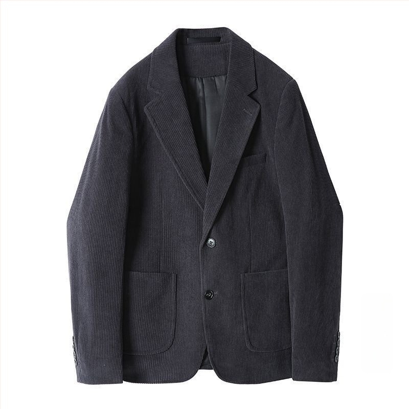Corduroy muško sako s prugastim retro dizajnom, dva gumba, jednostruki zatvarač, uski kroj, proljeće 2025
