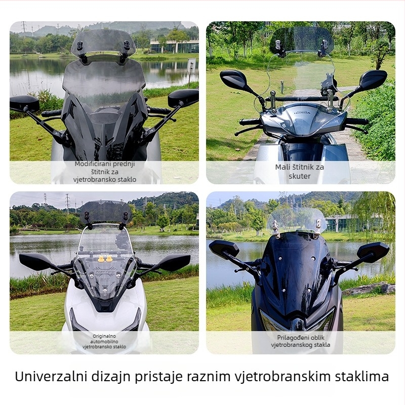 Jin qilong motociklističko vjetrobransko staklo – podignuto, malo vjetrobransko staklo, otporno na vjetar, univerzalna kompatibilnost s Honda, BMW, Kawasaki, Yamaha, model X