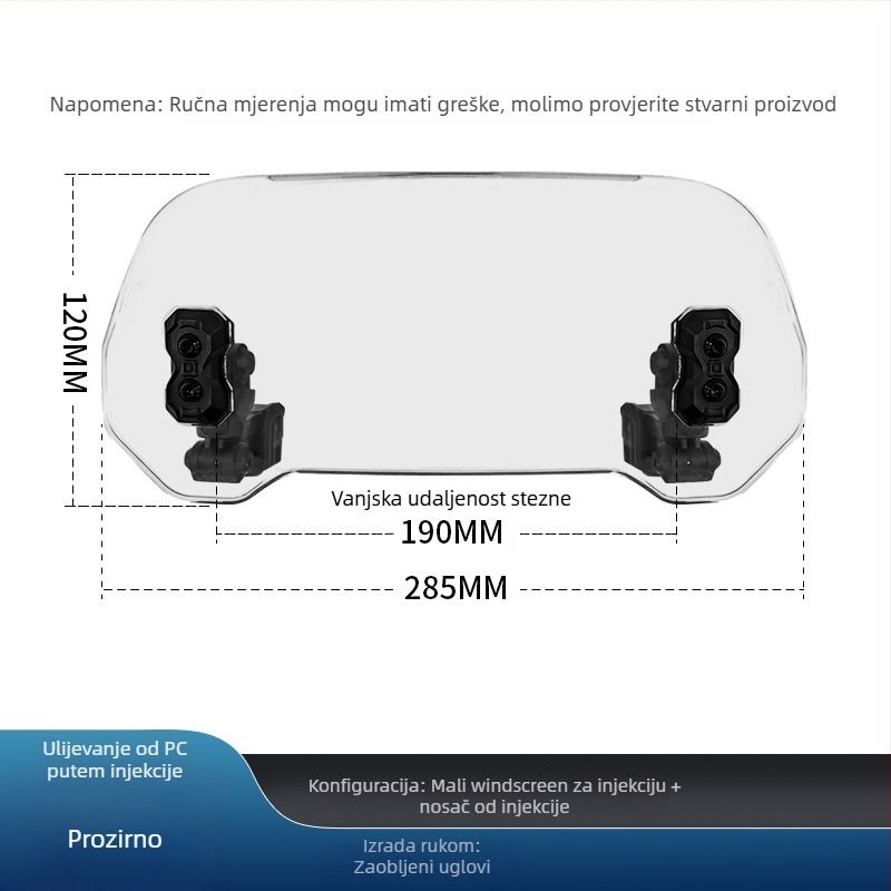 Jin qilong motociklističko vjetrobransko staklo – podignuto, malo vjetrobransko staklo, otporno na vjetar, univerzalna kompatibilnost s Honda, BMW, Kawasaki, Yamaha, model X