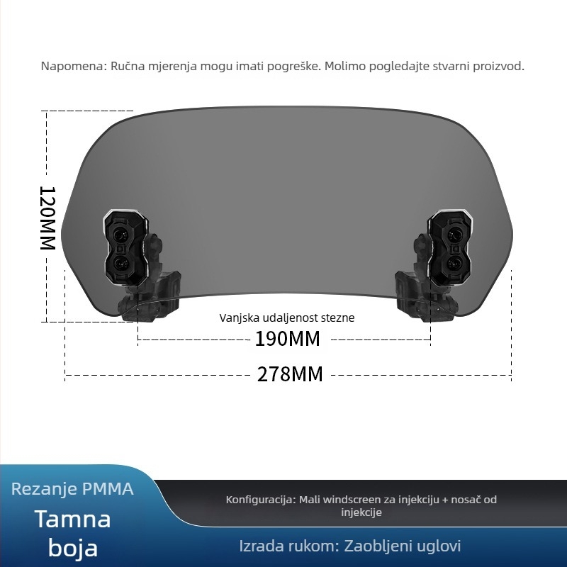 Jin qilong motociklističko vjetrobransko staklo – podignuto, malo vjetrobransko staklo, otporno na vjetar, univerzalna kompatibilnost s Honda, BMW, Kawasaki, Yamaha, model X