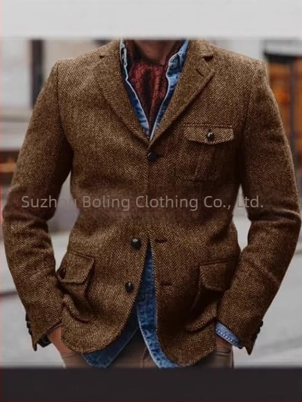 Muško sako za poslovni stil, uski kroj, red od četiri kopče, četiri sezone, najlon smjesa, lagan poslovni stil