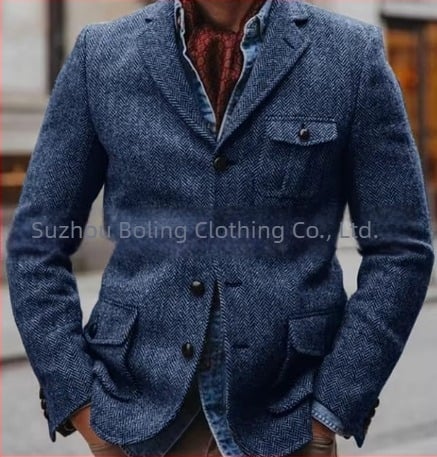 Muško sako za poslovni stil, uski kroj, red od četiri kopče, četiri sezone, najlon smjesa, lagan poslovni stil